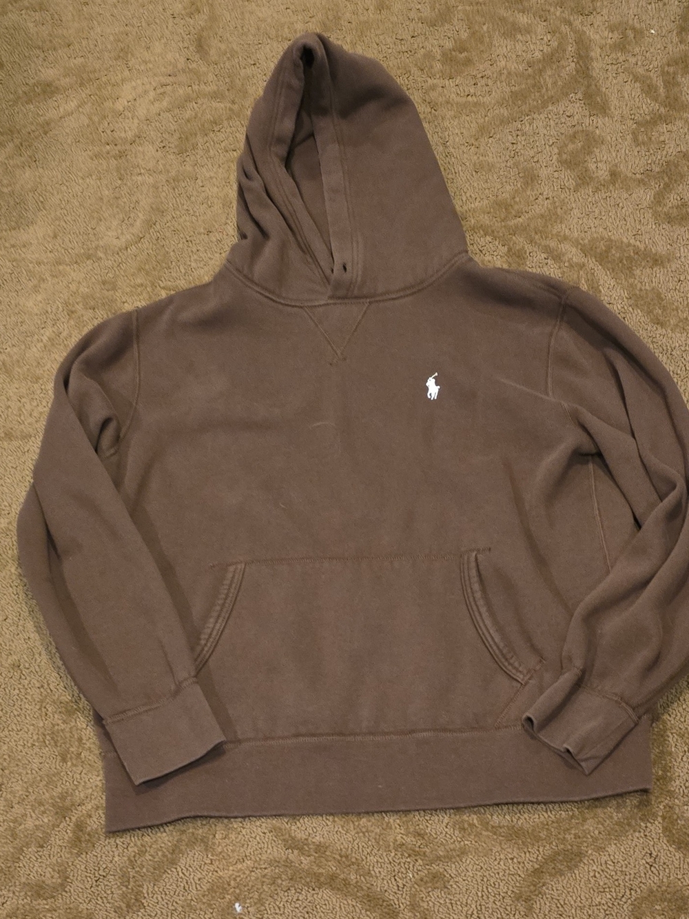 Ralph Lauren Brown Pullover Hoodie with White Polo Pony
